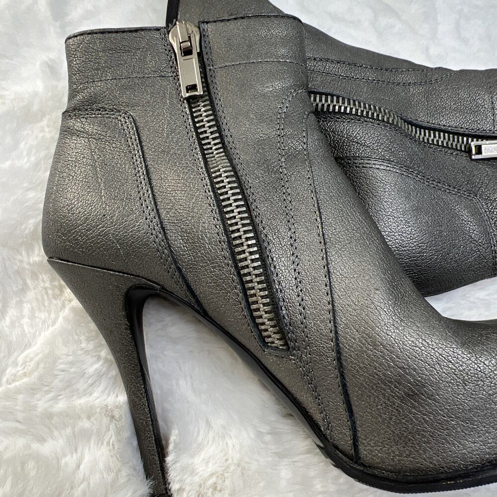 RICK OWENS-Leather Metallic Bootie/Heel’s-Size 37-Made In Italy - Picture 7 of 12